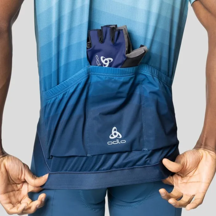 Odlo Tshirts and Polos The Zeroweight ChillTec Aero Print Jersey Porcelain 8211 Blue Wing Teal 8211 Men