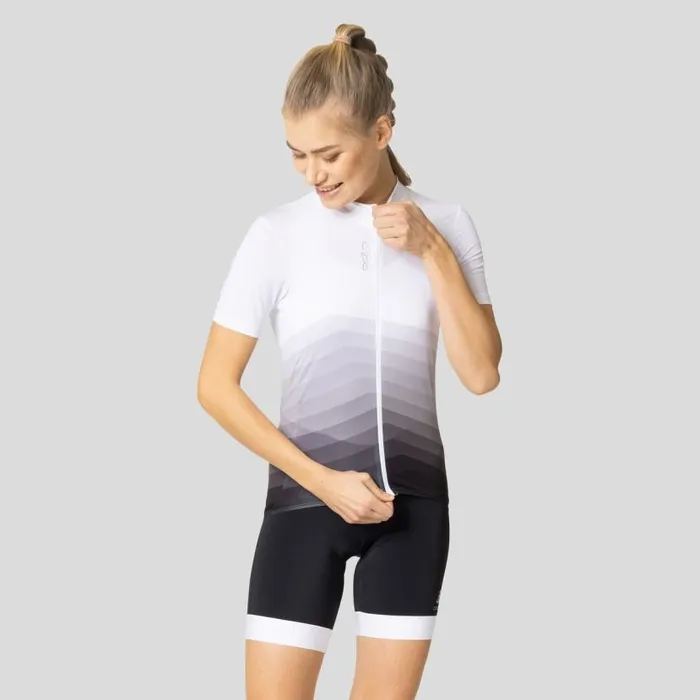 Odlo Tshirts and Polos The Zeroweight ChillTec Aero Print Jersey White 8211 Black 8211 Women Odlo Tshirts and Polos The Zeroweight ChillTec Aero Print Jersey White 8211 Black 8211 Women