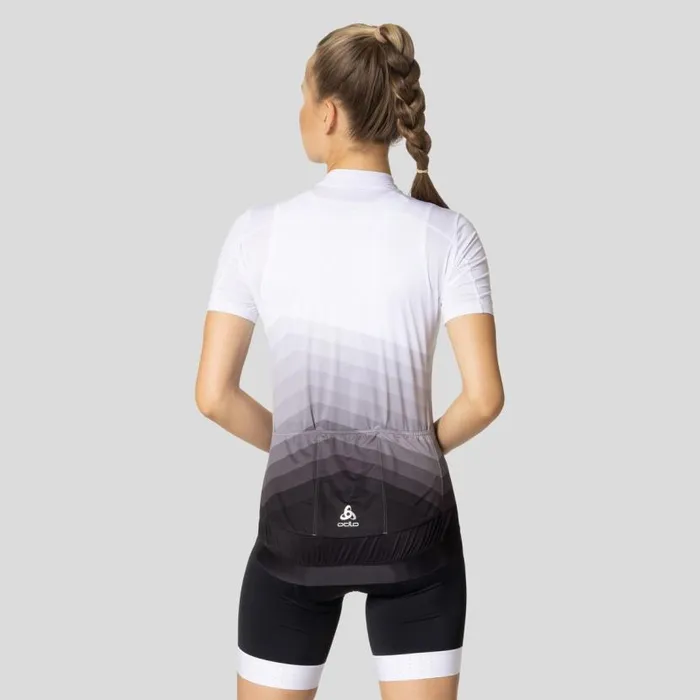 Odlo Tshirts and Polos The Zeroweight ChillTec Aero Print Jersey White 8211 Black 8211 Women
