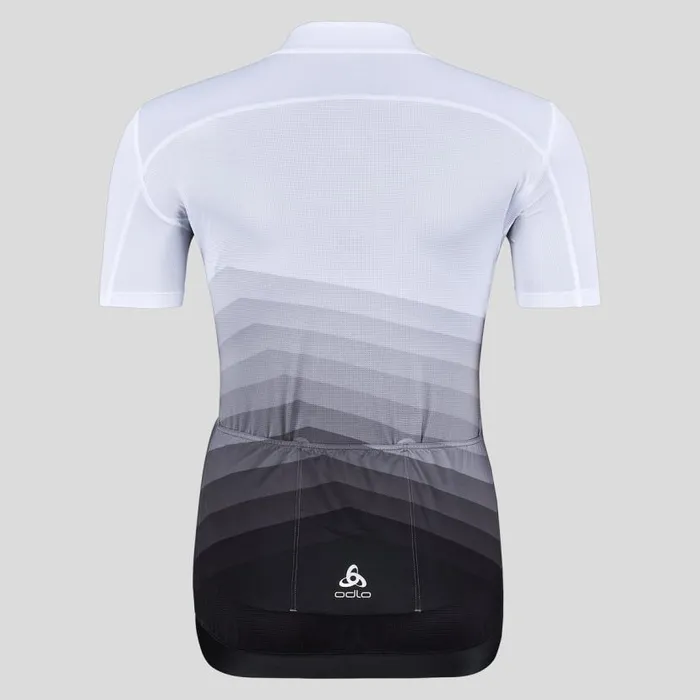 Odlo Tshirts and Polos The Zeroweight ChillTec Aero Print Jersey White 8211 Black 8211 Women