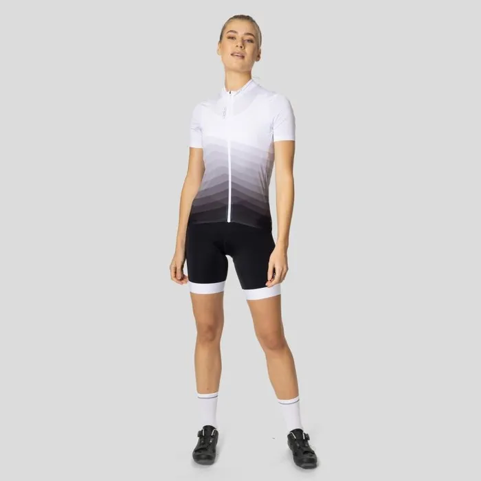 Odlo Tshirts and Polos The Zeroweight ChillTec Aero Print Jersey White 8211 Black 8211 Women