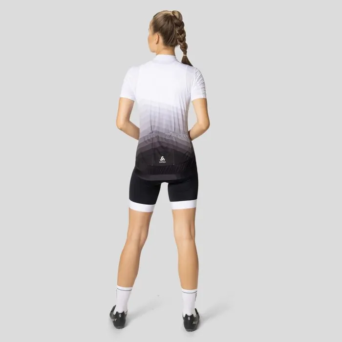 Odlo Tshirts and Polos The Zeroweight ChillTec Aero Print Jersey White 8211 Black 8211 Women
