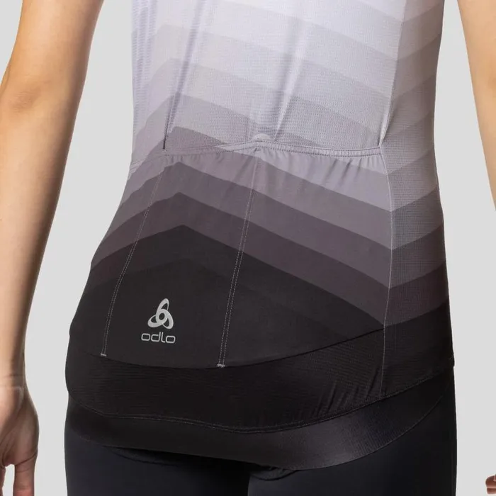 Odlo Tshirts and Polos The Zeroweight ChillTec Aero Print Jersey White 8211 Black 8211 Women
