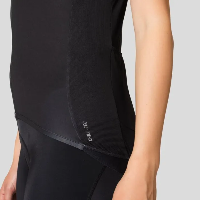 Odlo Tshirts and Polos The Zeroweight ChillTec Cycling Jersey Black 8211 Women