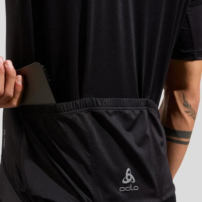 Odlo Tshirts and Polos The Zeroweight ChillTec Short Sleeve Cycling Jersey Black 8211 Men