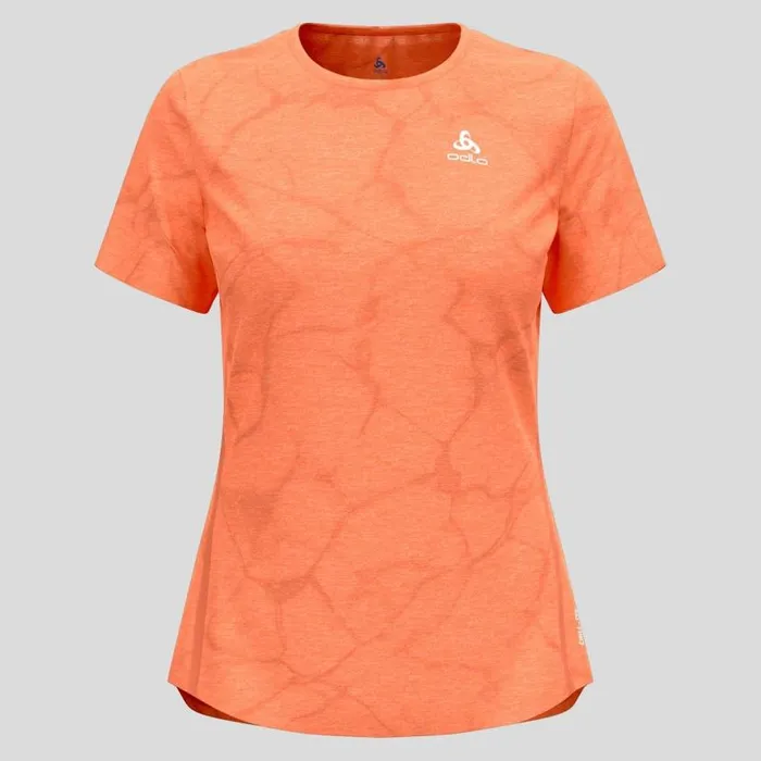 Odlo Tshirts and Polos The Zeroweight Engineered ChillTec Running TShirt Living Coral Melange 8211 Women