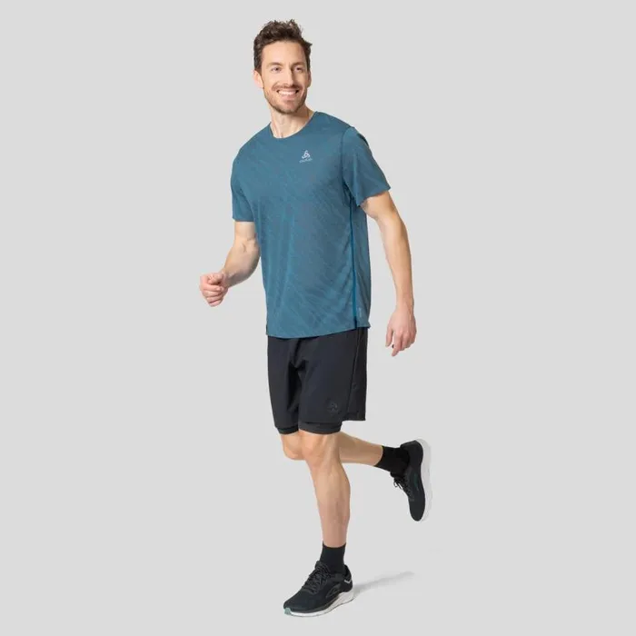 Odlo Tshirts and Polos The Zeroweight Engineered ChillTec Running TShirt Saxony Blue Melange 8211 Men