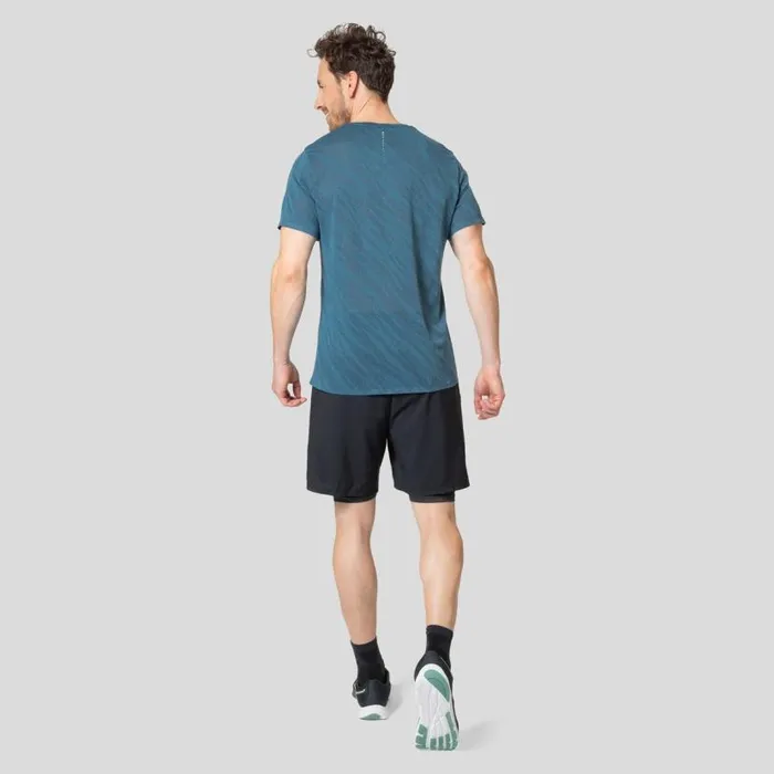 Odlo Tshirts and Polos The Zeroweight Engineered ChillTec Running TShirt Saxony Blue Melange 8211 Men