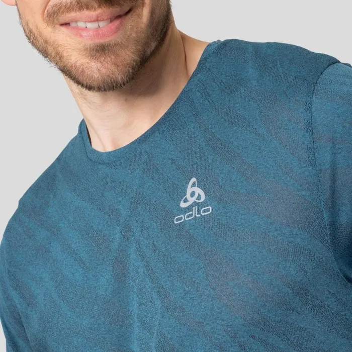Odlo Tshirts and Polos The Zeroweight Engineered ChillTec Running TShirt Saxony Blue Melange 8211 Men