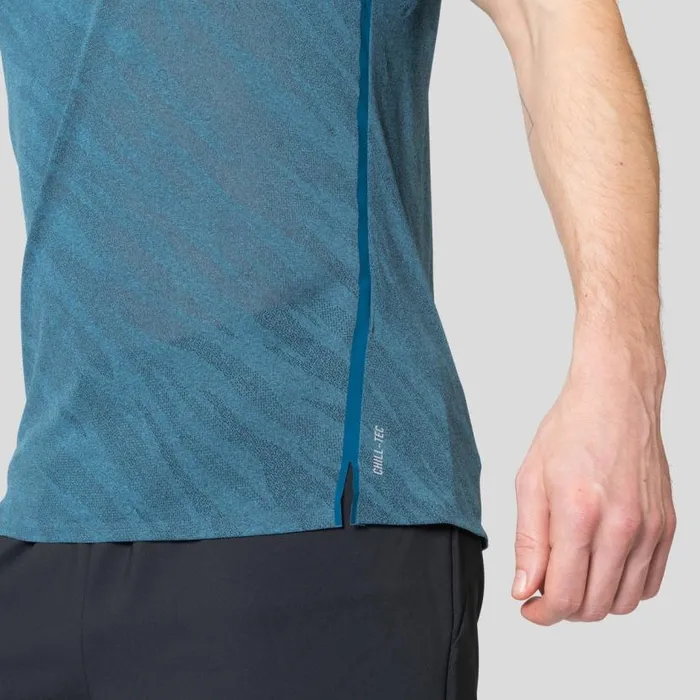 Odlo Tshirts and Polos The Zeroweight Engineered ChillTec Running TShirt Saxony Blue Melange 8211 Men