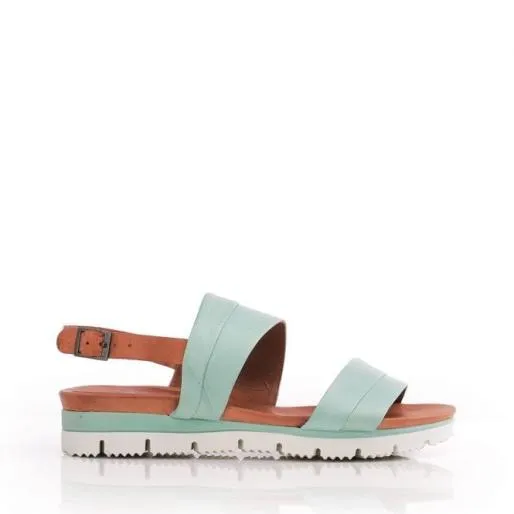 Okarinna Mint Leather Women Moda In Pelle Wedge Sandals