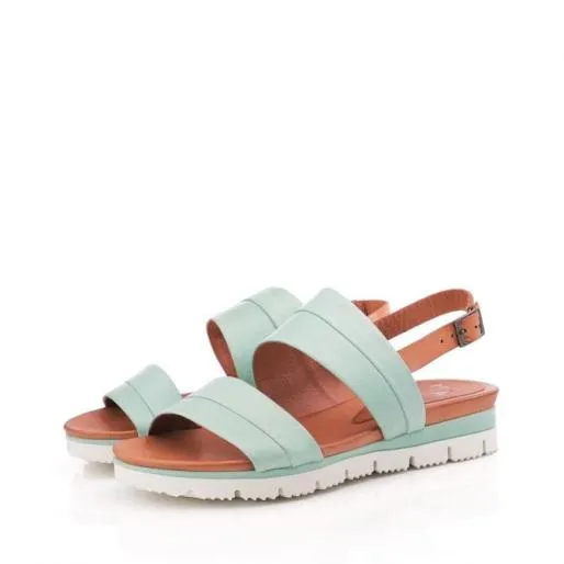 Okarinna Mint Leather Women Moda In Pelle Wedge Sandals Okarinna Mint Leather Women Moda In Pelle Wedge Sandals