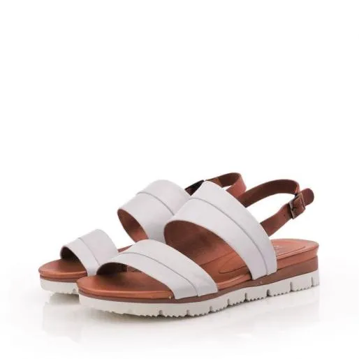 Okarinna White Leather Women Moda In Pelle Wedge Sandals Okarinna White Leather Women Moda In Pelle Wedge Sandals
