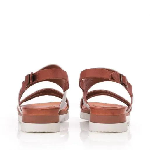 Okarinna White Leather Women Moda In Pelle Wedge Sandals Okarinna White Leather Women Moda In Pelle Wedge Sandals