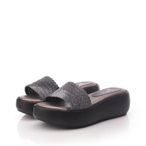 Olen Black Leather Women Moda In Pelle Slider Sandals Olen Black Leather Women Moda In Pelle Slider Sandals