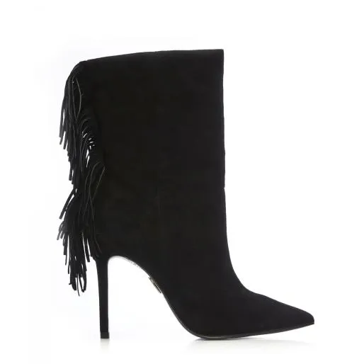 Oliivia Black Suede Women Moda In Pelle Heeled And Wedge Boots
