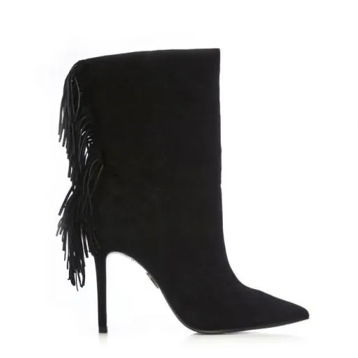 Oliivia Black Suede Women Moda In Pelle Heeled And Wedge Boots Oliivia Black Suede Women Moda In Pelle Heeled And Wedge Boots