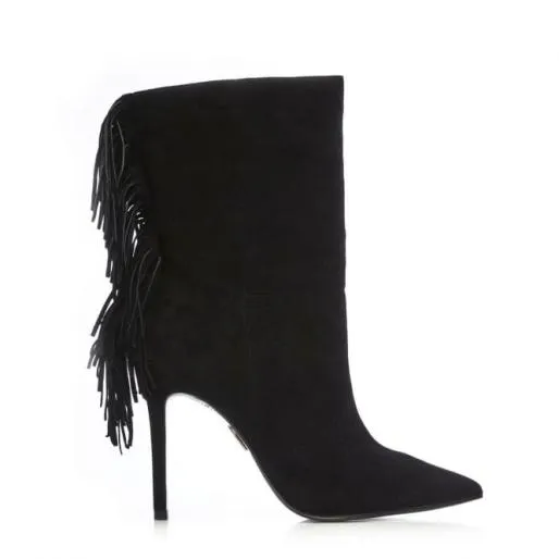 Oliivia Black Suede Women Moda In Pelle Heeled And Wedge Boots Oliivia Black Suede Women Moda In Pelle Heeled And Wedge Boots