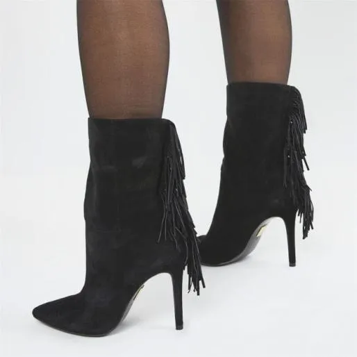 Oliivia Black Suede Women Moda In Pelle Heeled And Wedge Boots Oliivia Black Suede Women Moda In Pelle Heeled And Wedge Boots