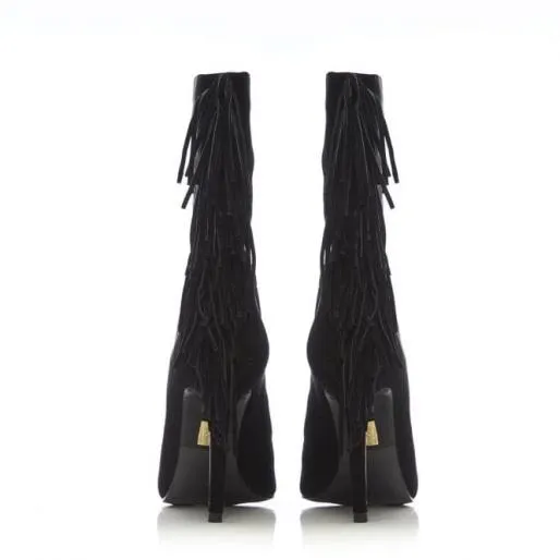 Oliivia Black Suede Women Moda In Pelle Heeled And Wedge Boots Oliivia Black Suede Women Moda In Pelle Heeled And Wedge Boots