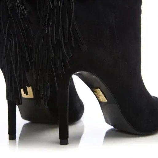 Oliivia Black Suede Women Moda In Pelle Heeled And Wedge Boots Oliivia Black Suede Women Moda In Pelle Heeled And Wedge Boots