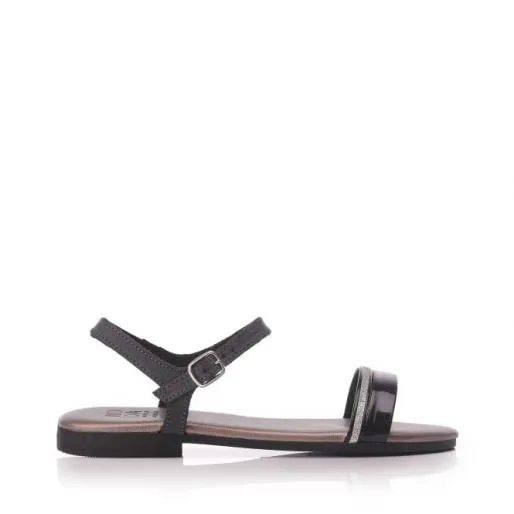 Olitzia Black Leather Women Moda In Pelle Flat Sandals Olitzia Black Leather Women Moda In Pelle Flat Sandals