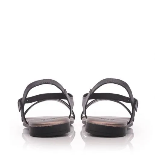 Olitzia Black Leather Women Moda In Pelle Flat Sandals Olitzia Black Leather Women Moda In Pelle Flat Sandals