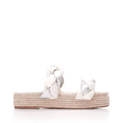 Olivar Off White Porvair Women Moda In Pelle Slider Sandals