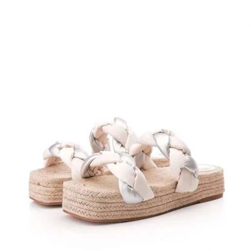 Olivar Off White Porvair Women Moda In Pelle Slider Sandals