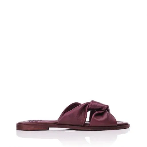 Omara Purple Leather Women Moda In Pelle Flat Sandals
