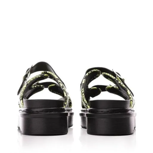 Onah Yellow Snake Print Women Moda In Pelle Slider Sandals