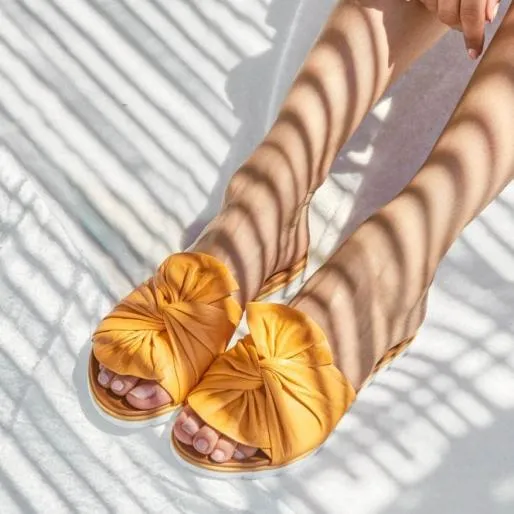 Organzana Orange Leather Women Moda In Pelle Flat Sandals