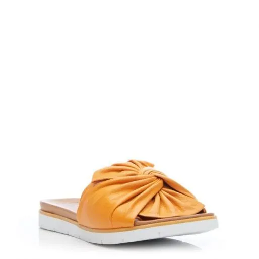 Organzana Orange Leather Women Moda In Pelle Flat Sandals