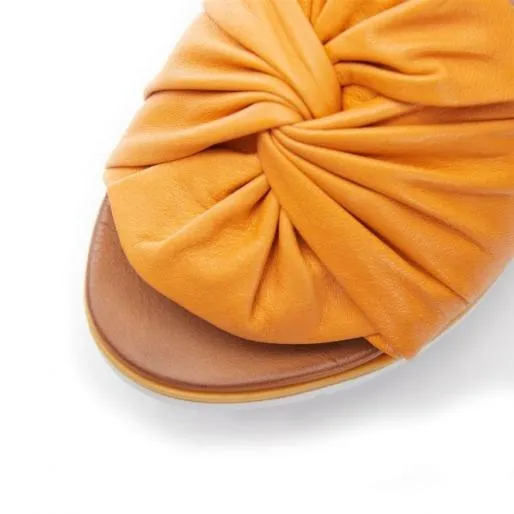 Organzana Orange Leather Women Moda In Pelle Flat Sandals