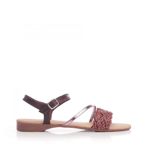 Orlay BlackTan Leather Women Moda In Pelle Flat Sandals
