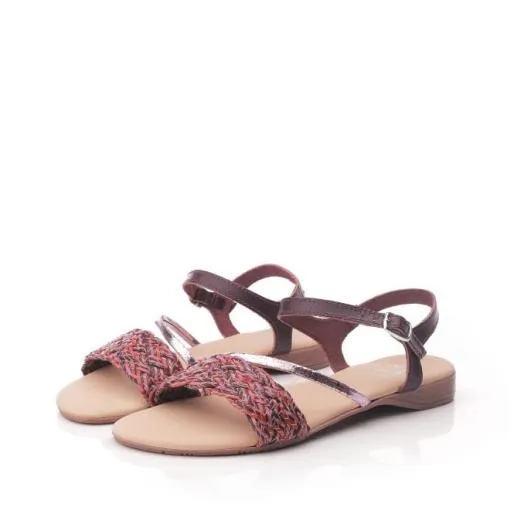 Orlay BlackTan Leather Women Moda In Pelle Flat Sandals Orlay BlackTan Leather Women Moda In Pelle Flat Sandals