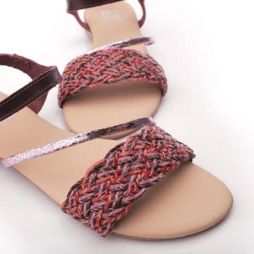 Orlay BlackTan Leather Women Moda In Pelle Flat Sandals Orlay BlackTan Leather Women Moda In Pelle Flat Sandals