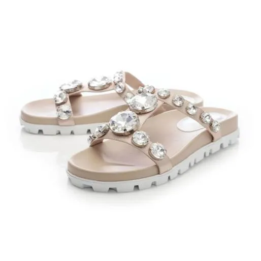 Ozwell Cameo Satin Women Moda In Pelle Flat Sandals Ozwell Cameo Satin Women Moda In Pelle Flat Sandals