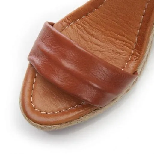 Peloma NavyTan Leather Women Moda In Pelle Wedge Sandals Peloma NavyTan Leather Women Moda In Pelle Wedge Sandals