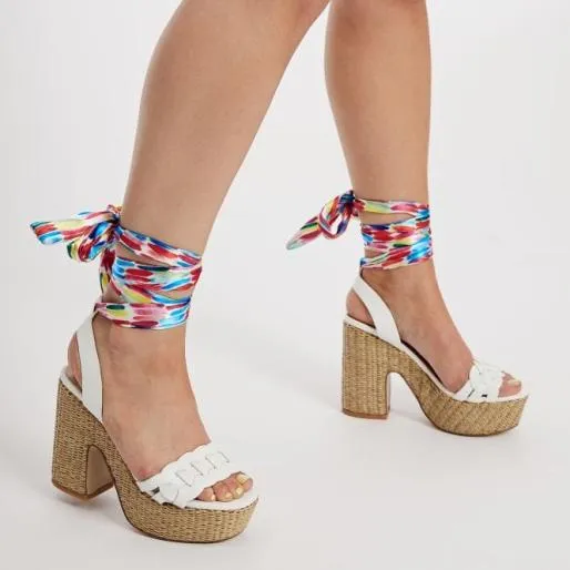 Peonie White Porvair Women Moda In Pelle Wedge Sandals