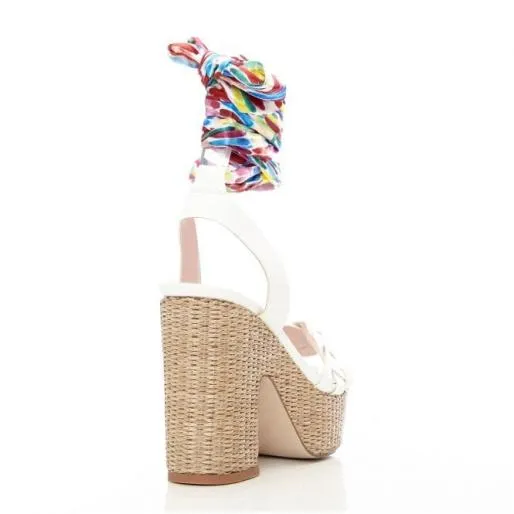 Peonie White Porvair Women Moda In Pelle Wedge Sandals