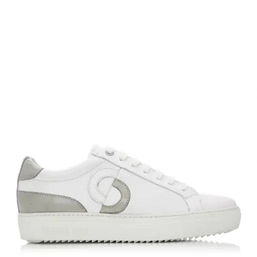 Portland White 8211 Grey Leather Women Moda In Pelle Casual Shoes And Trainers