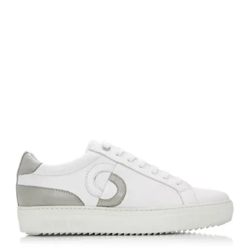 Portland White 8211 Grey Leather Women Moda In Pelle Casual Shoes And Trainers