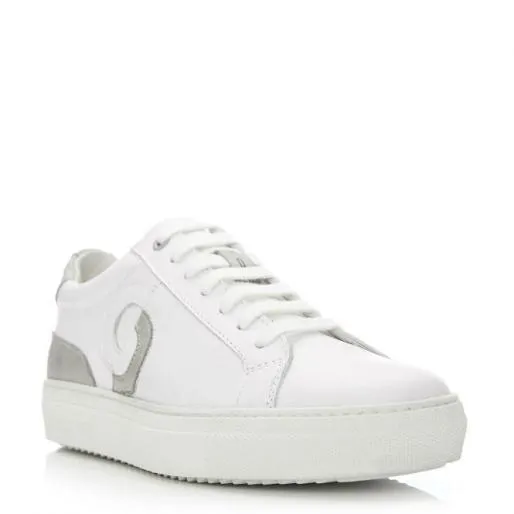 Portland White 8211 Grey Leather Women Moda In Pelle Casual Shoes And Trainers