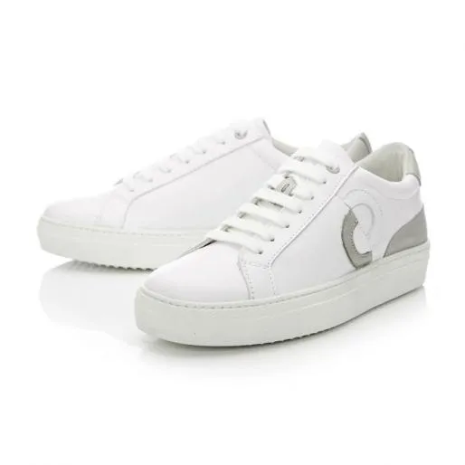 Portland White 8211 Grey Leather Women Moda In Pelle Casual Shoes And Trainers