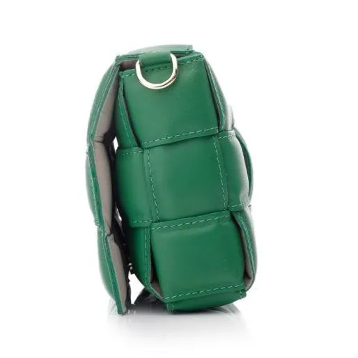 Pouffe Bag Green Leather Women Moda In Pelle Shoulder Bags