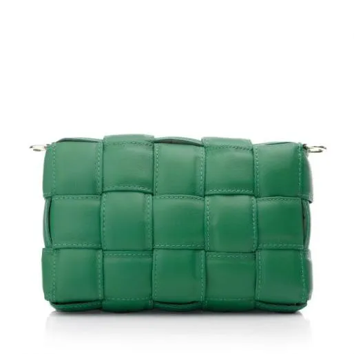 Pouffe Bag Green Leather Women Moda In Pelle Shoulder Bags