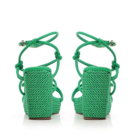 Preslie Green Porvair Women Moda In Pelle Wedge Sandals Preslie Green Porvair Women Moda In Pelle Wedge Sandals