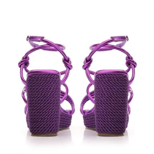 Preslie Purple Porvair Women Moda In Pelle Wedge Sandals Preslie Purple Porvair Women Moda In Pelle Wedge Sandals