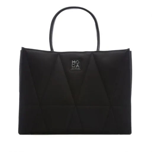 Prita Bag Black Textile Women Moda In Pelle Tote Bags